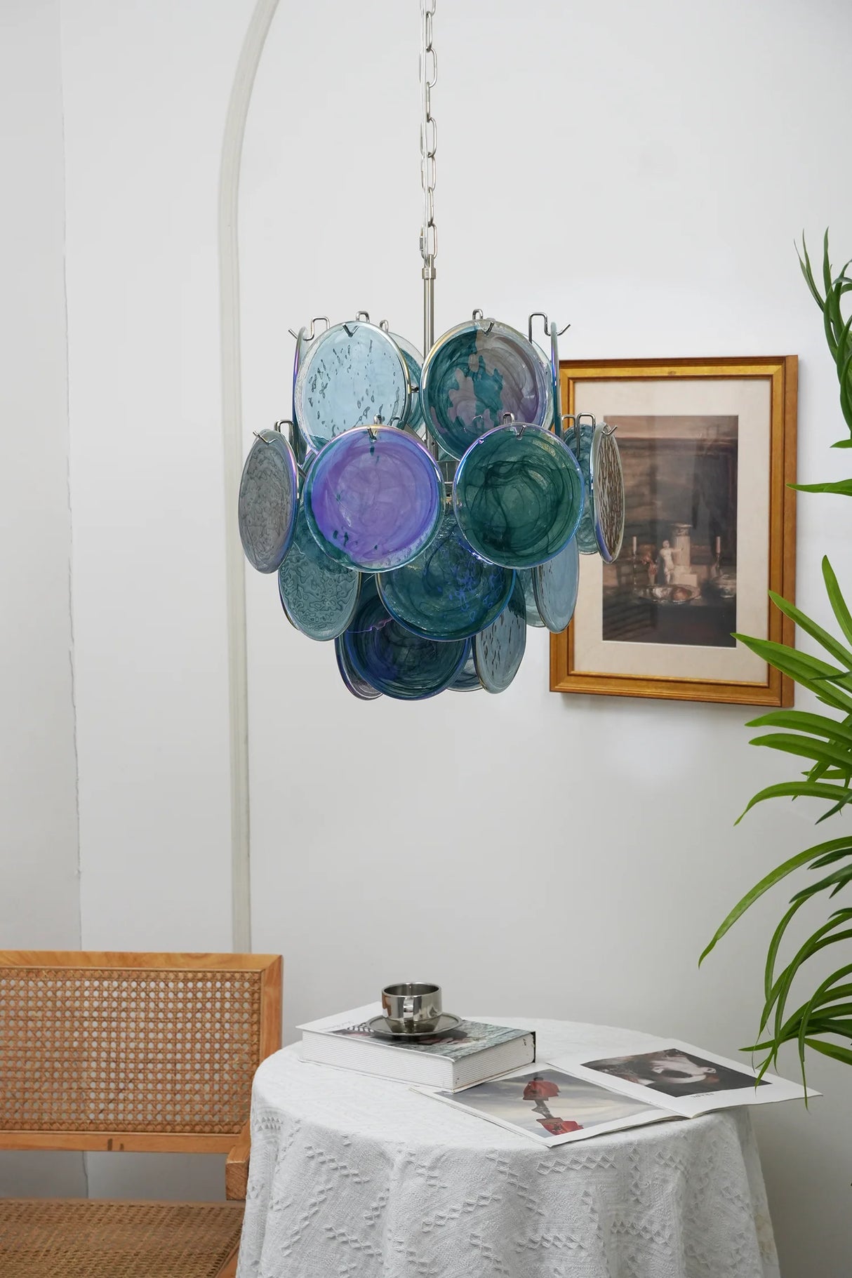 Vintage Murano Blue Glass Chandelier