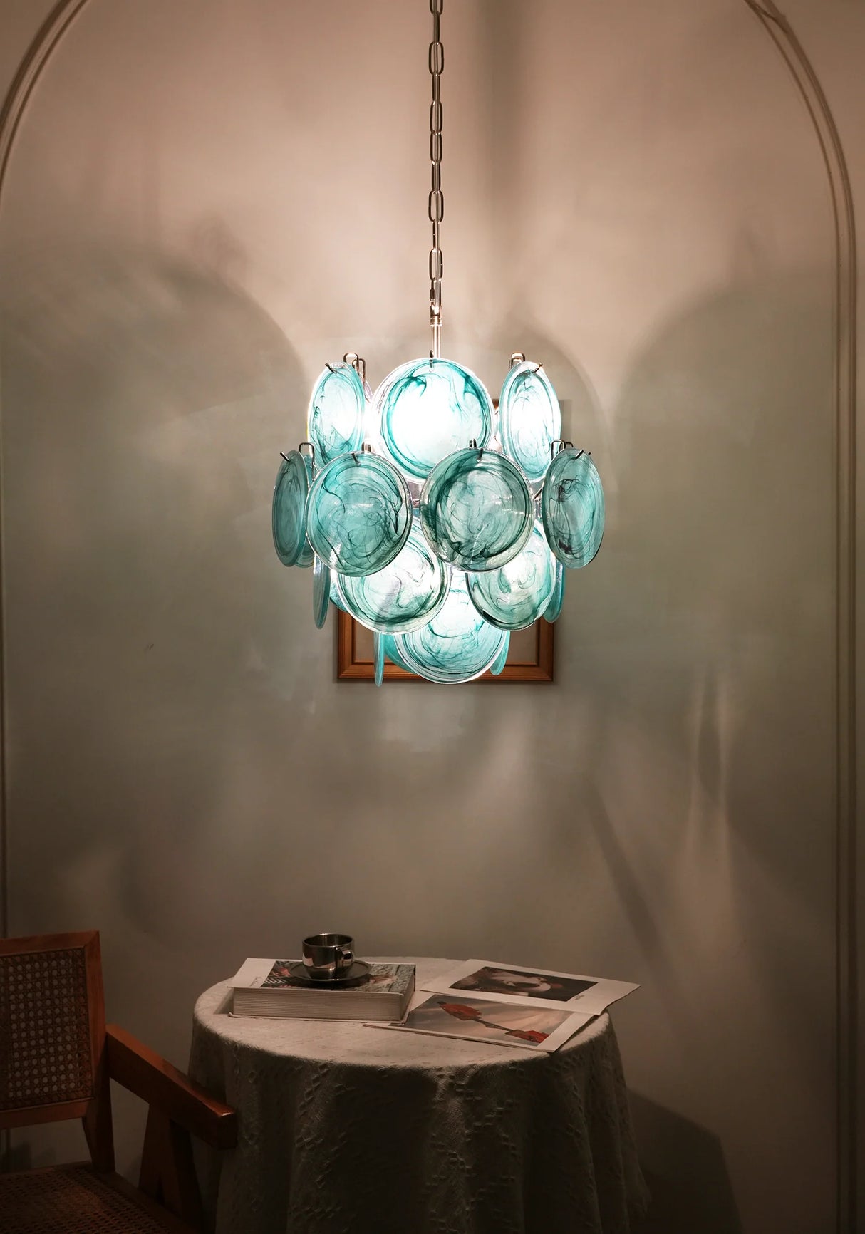 Vintage Murano Blue Glass Chandelier