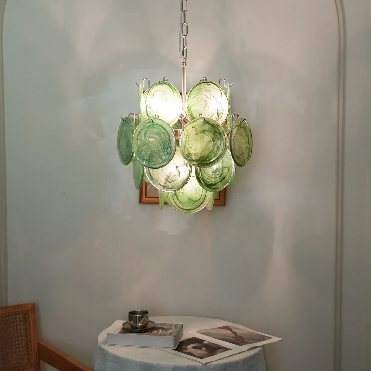 Vintage Murano Green Glass Chandelier