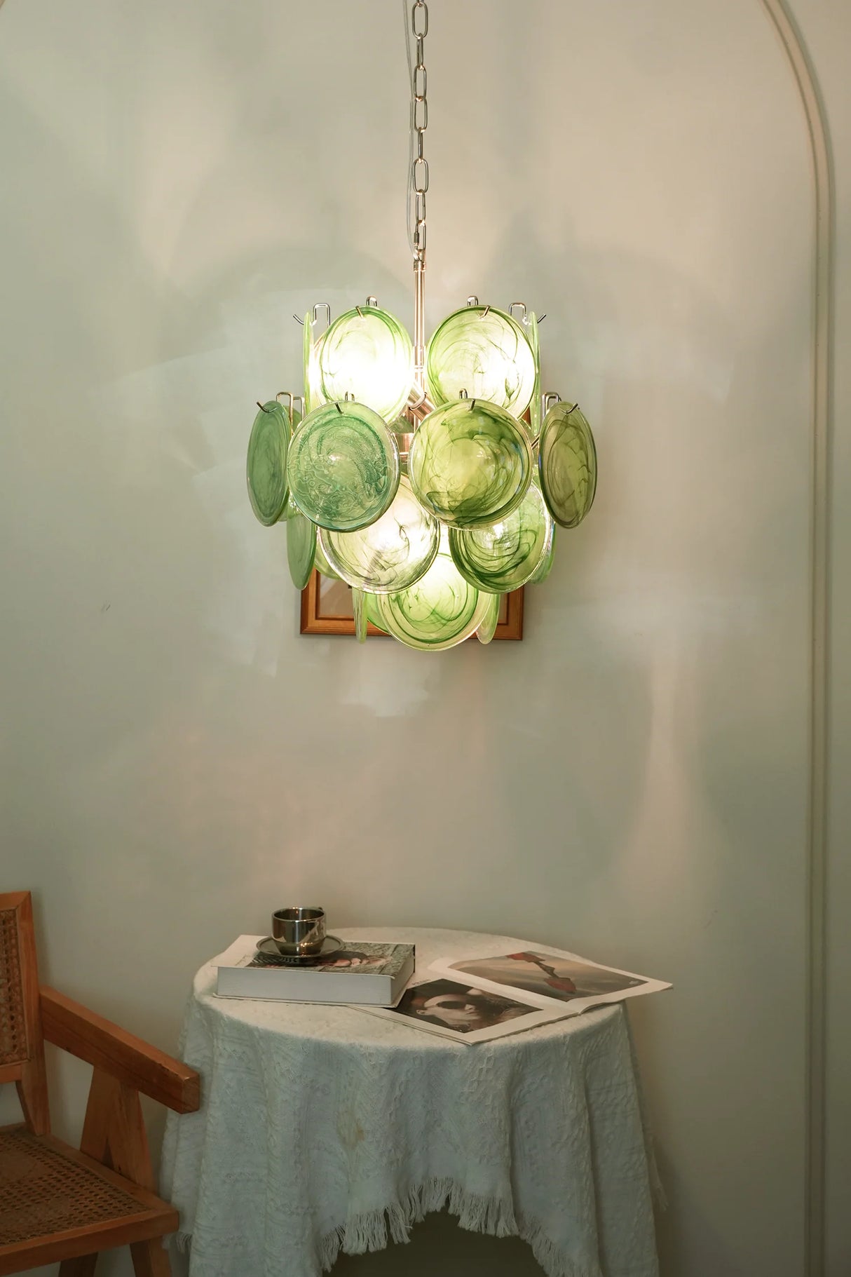 Vintage Murano Green Glass Chandelier