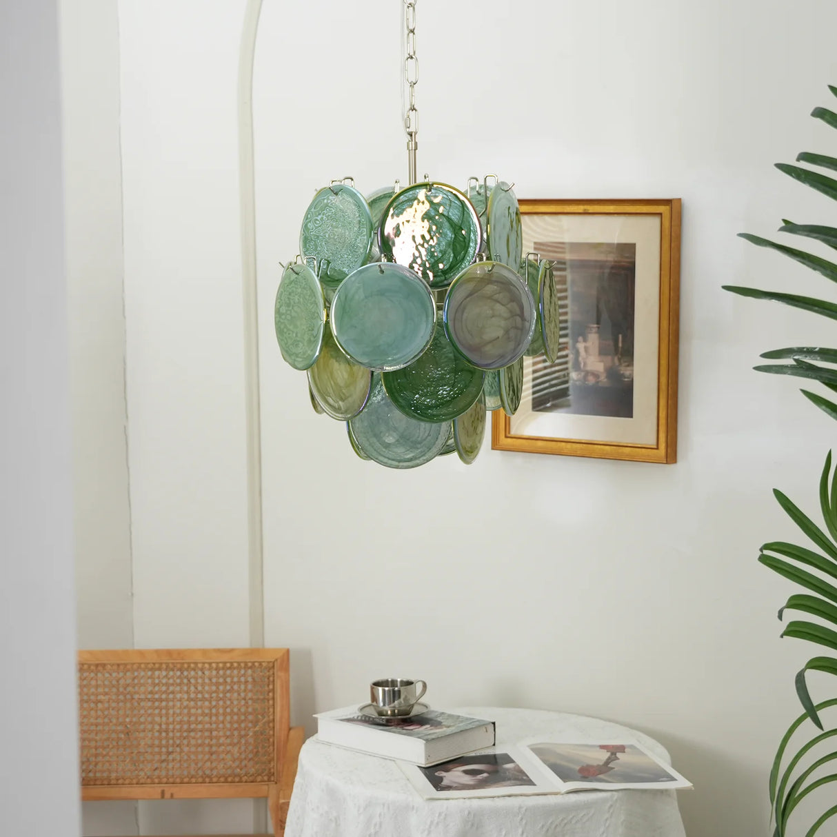 Vintage Murano Green Glass Chandelier