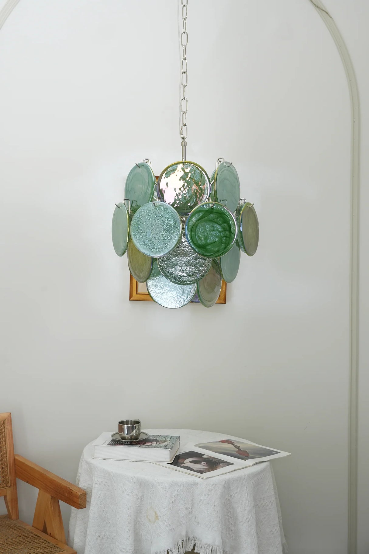 Vintage Murano Green Glass Chandelier