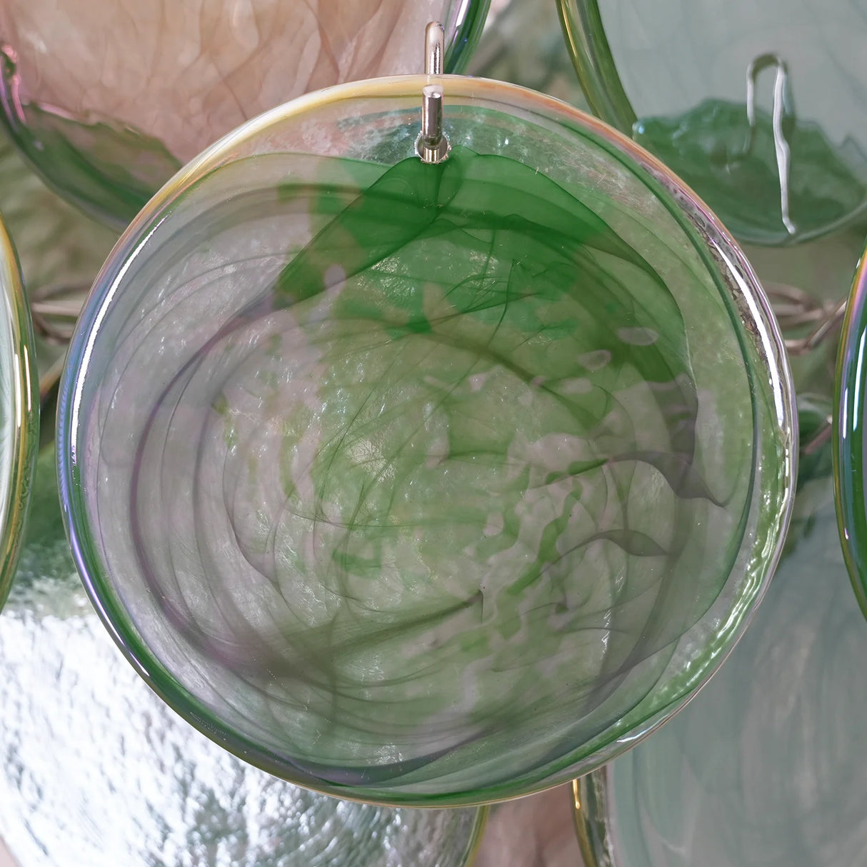 Vintage Murano Green Glass Chandelier