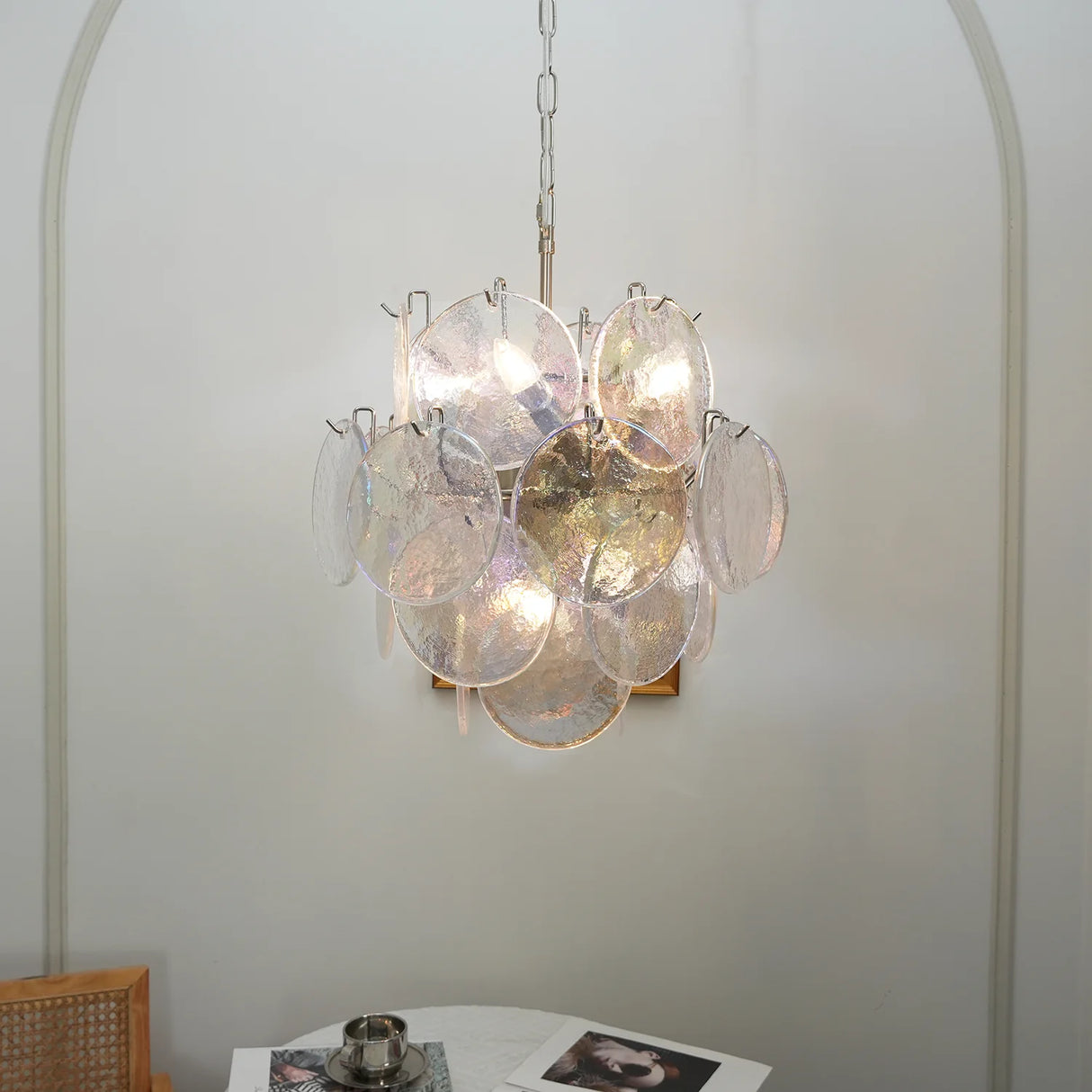 Vintage Murano Iridescent Glass Chandelier
