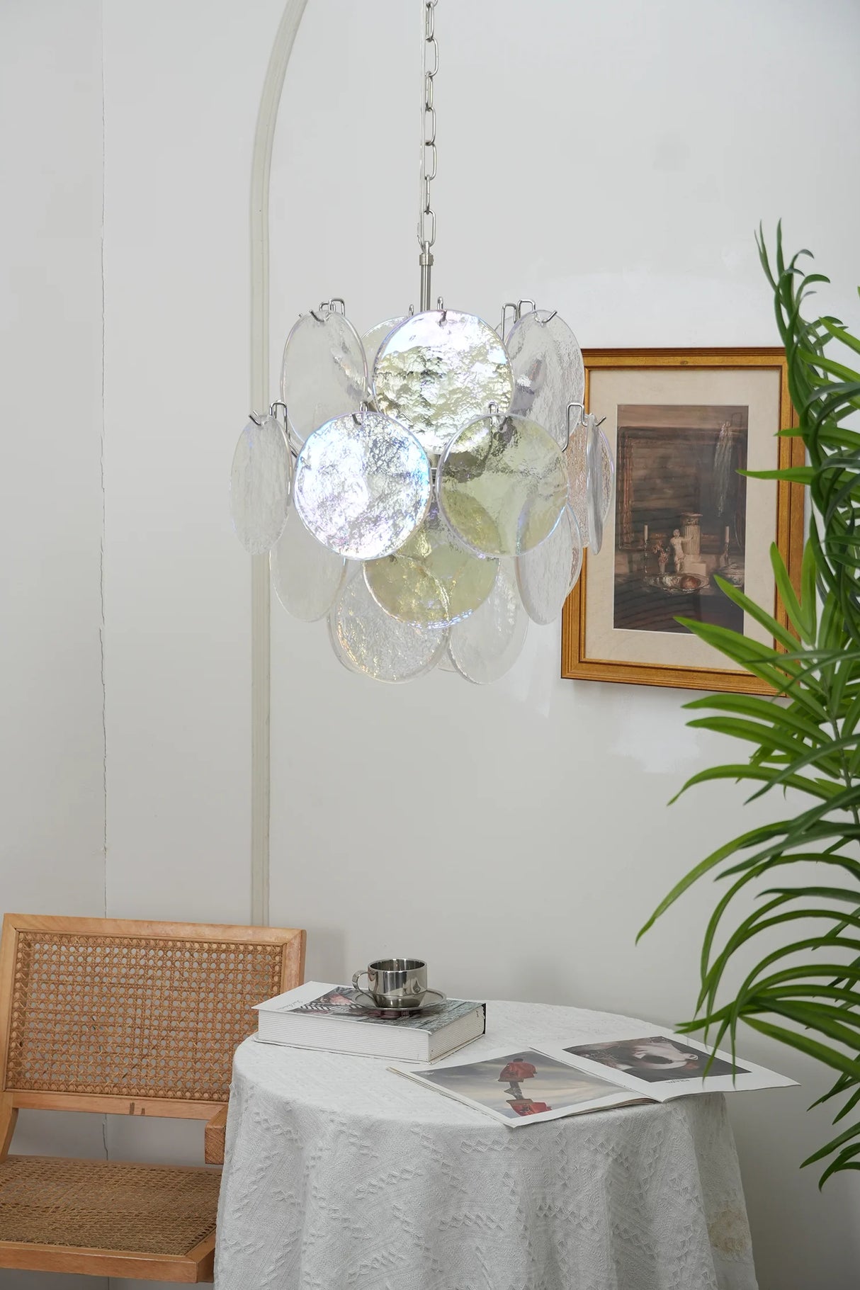 Vintage Murano Iridescent Glass Chandelier