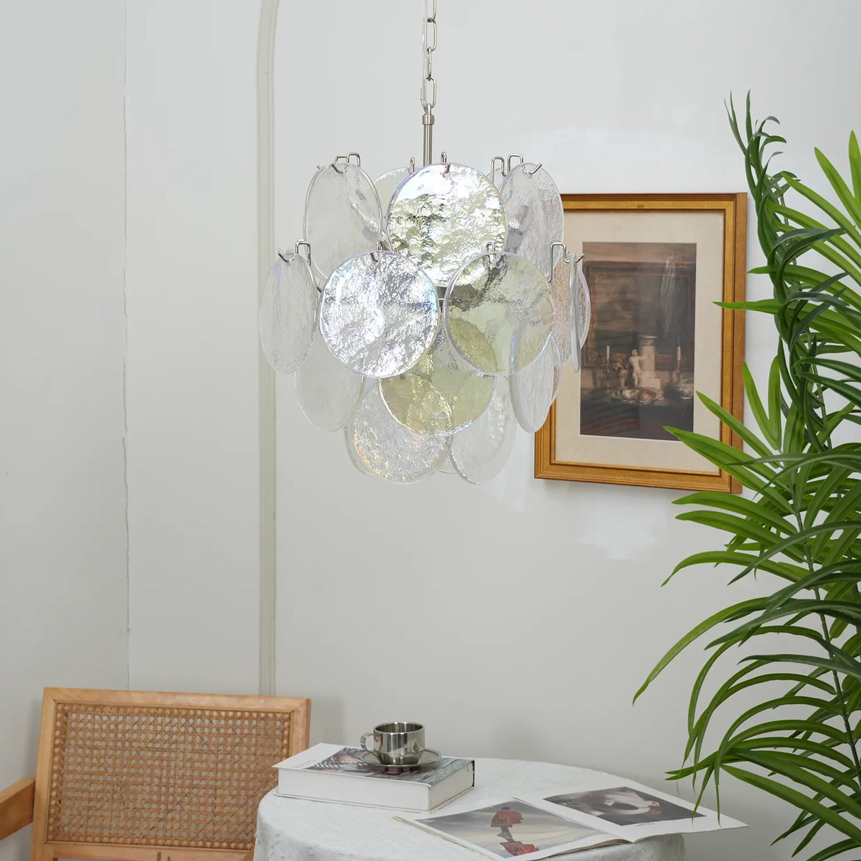 Vintage Murano Iridescent Glass Chandelier