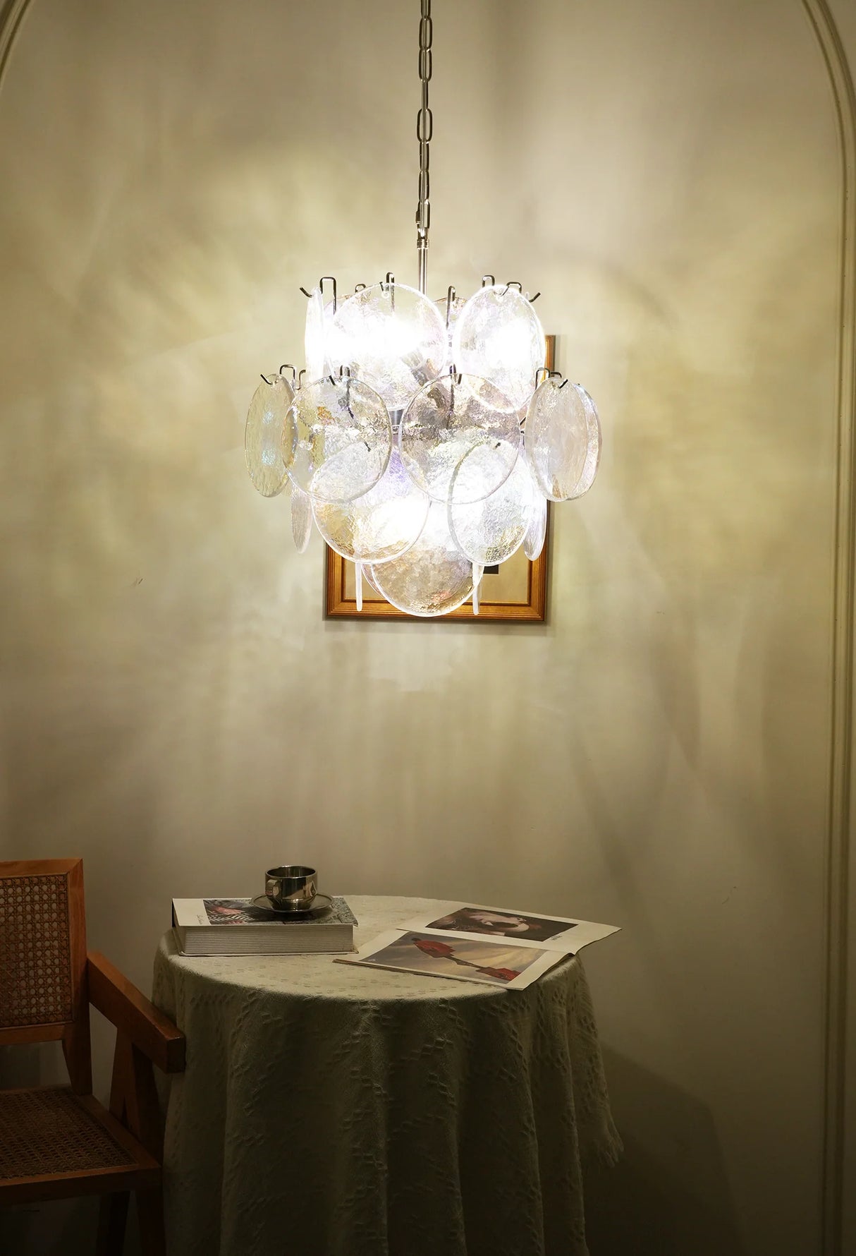 Vintage Murano Iridescent Glass Chandelier