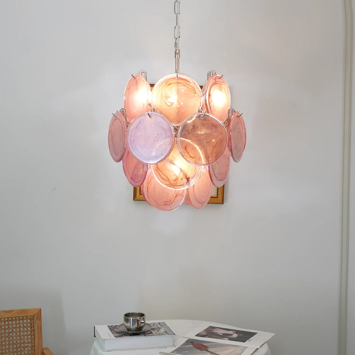 Vintage Murano Pink Glass Chandelier
