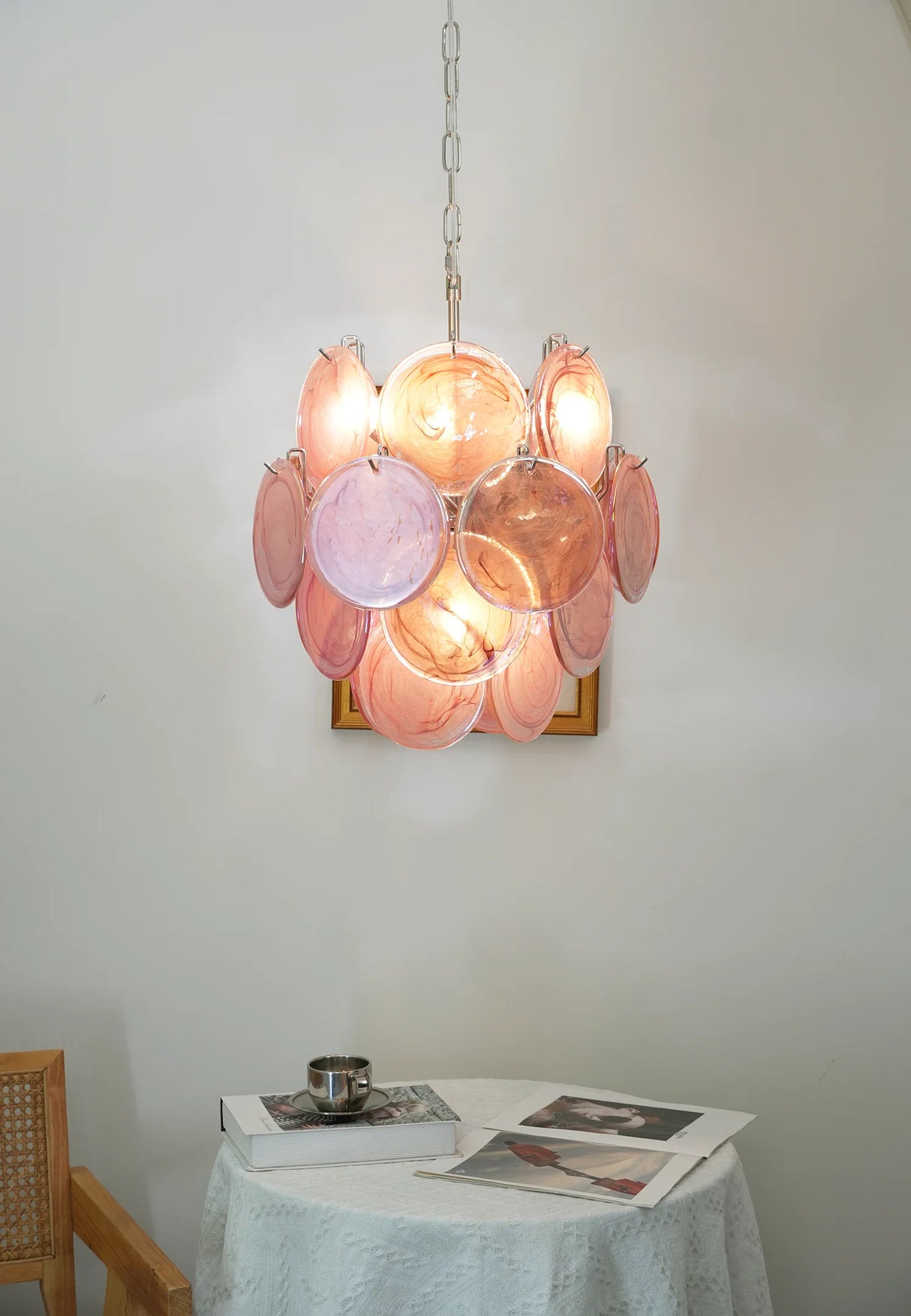 Vintage Murano Pink Glass Chandelier