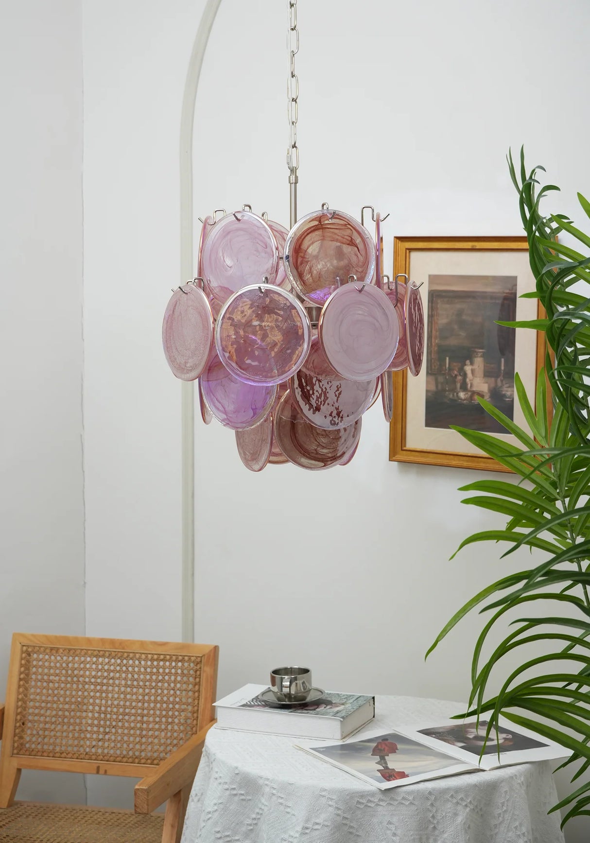 Vintage Murano Pink Glass Chandelier