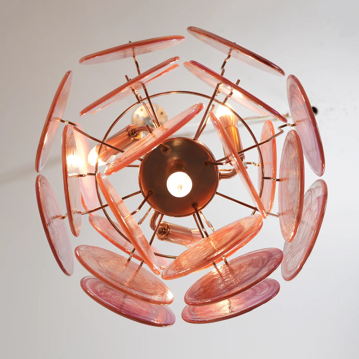 Vintage Murano Pink Glass Chandelier