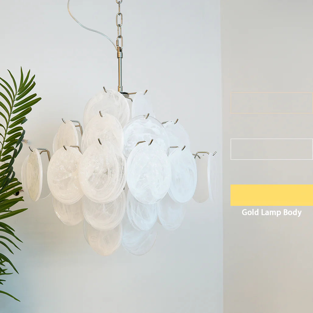 Vintage Murano White Glass Chandelier