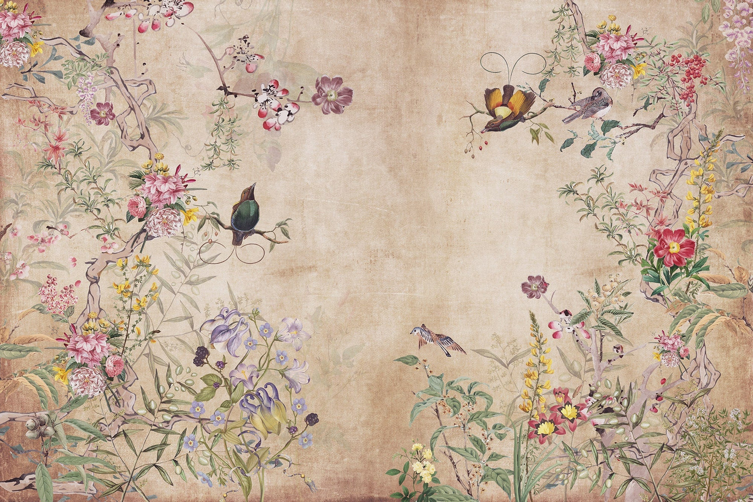 Chinoiserie Grunge Background Wall Mural