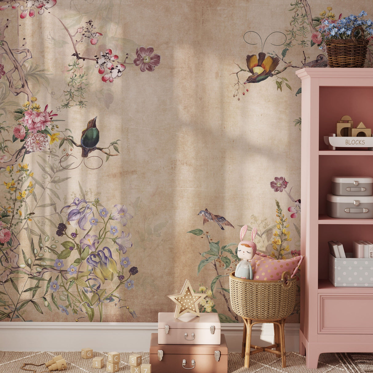 Chinoiserie Grunge Background Wall Mural