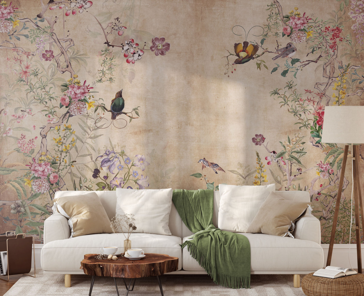 Chinoiserie Grunge Background Wall Mural