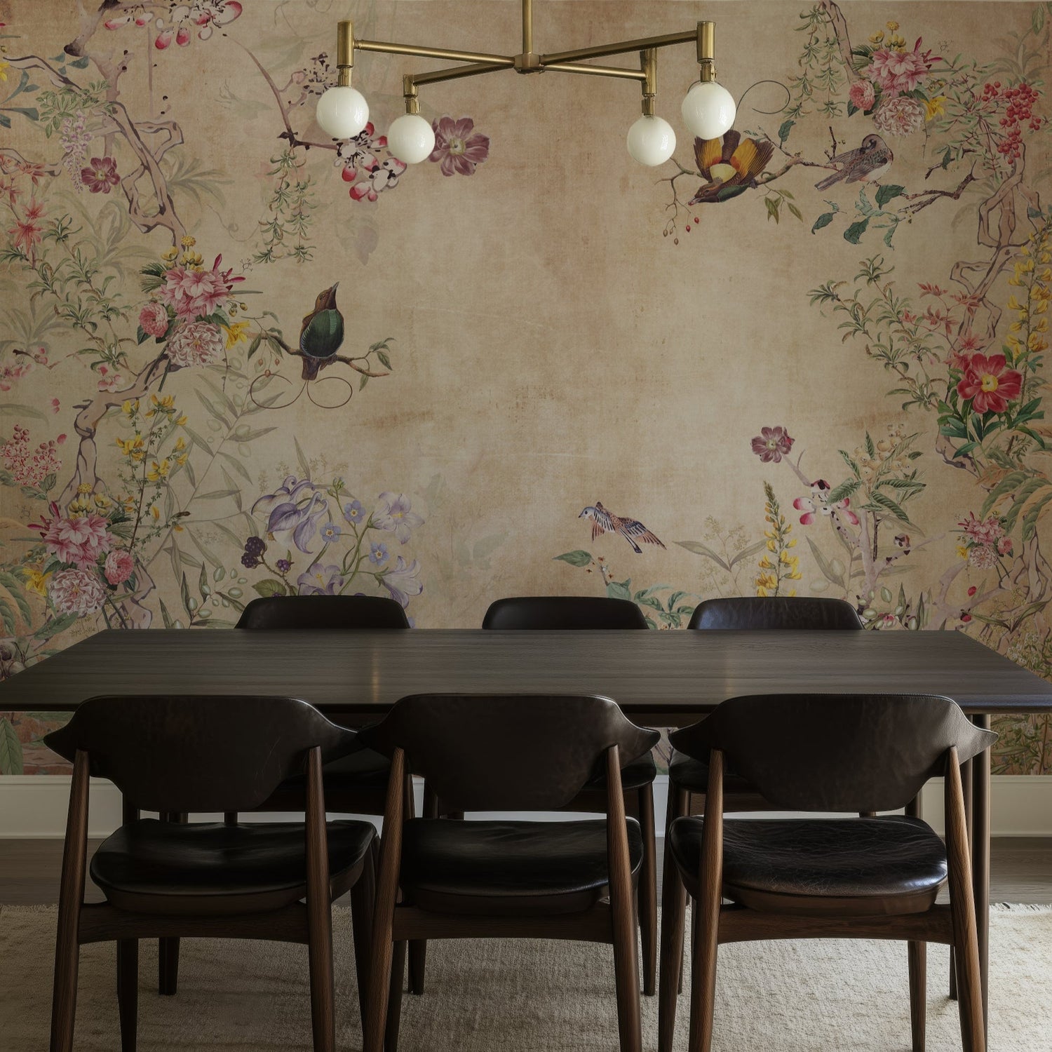 Chinoiserie Grunge Background Wall Mural