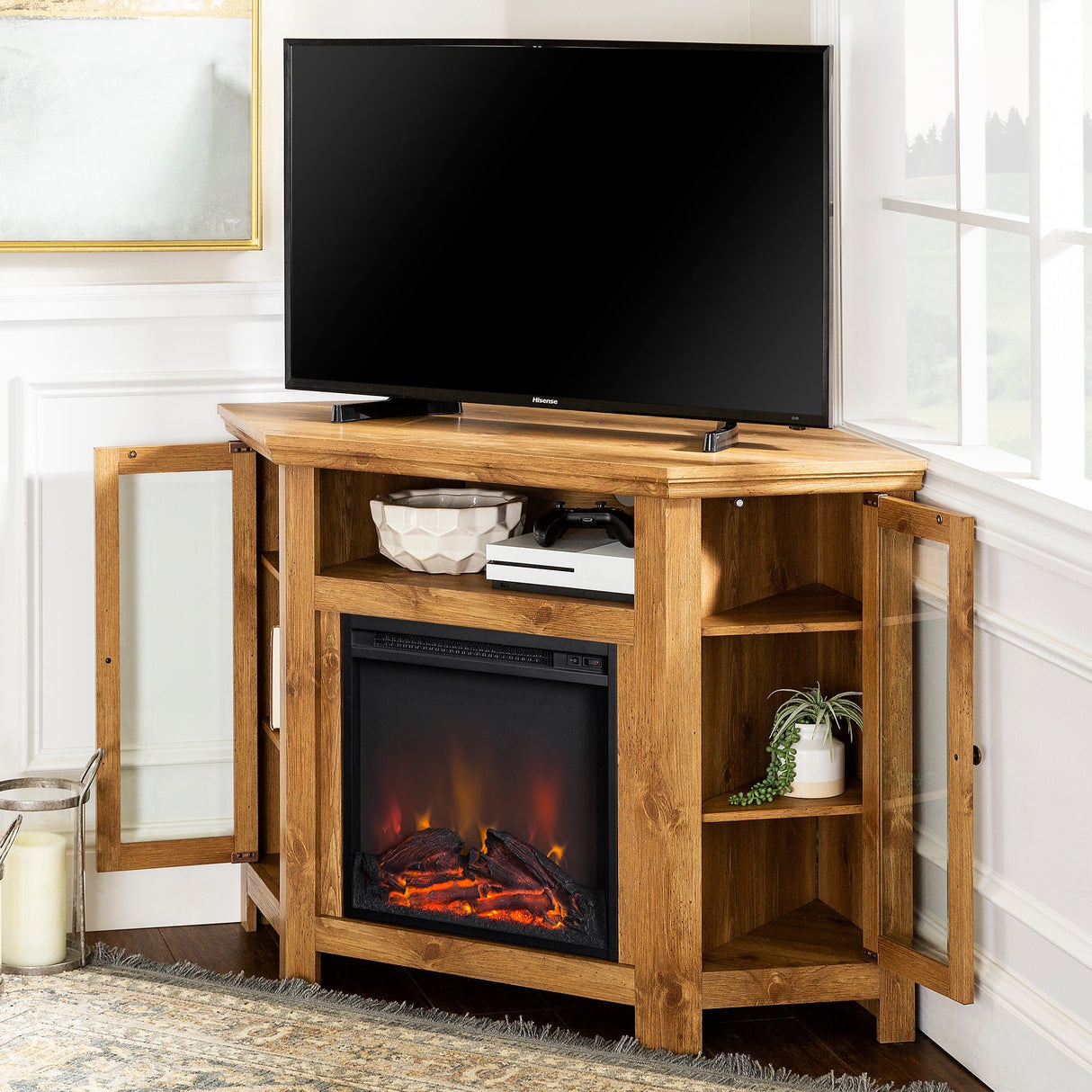Barn 48" Wood Corner Fireplace TV Stand
