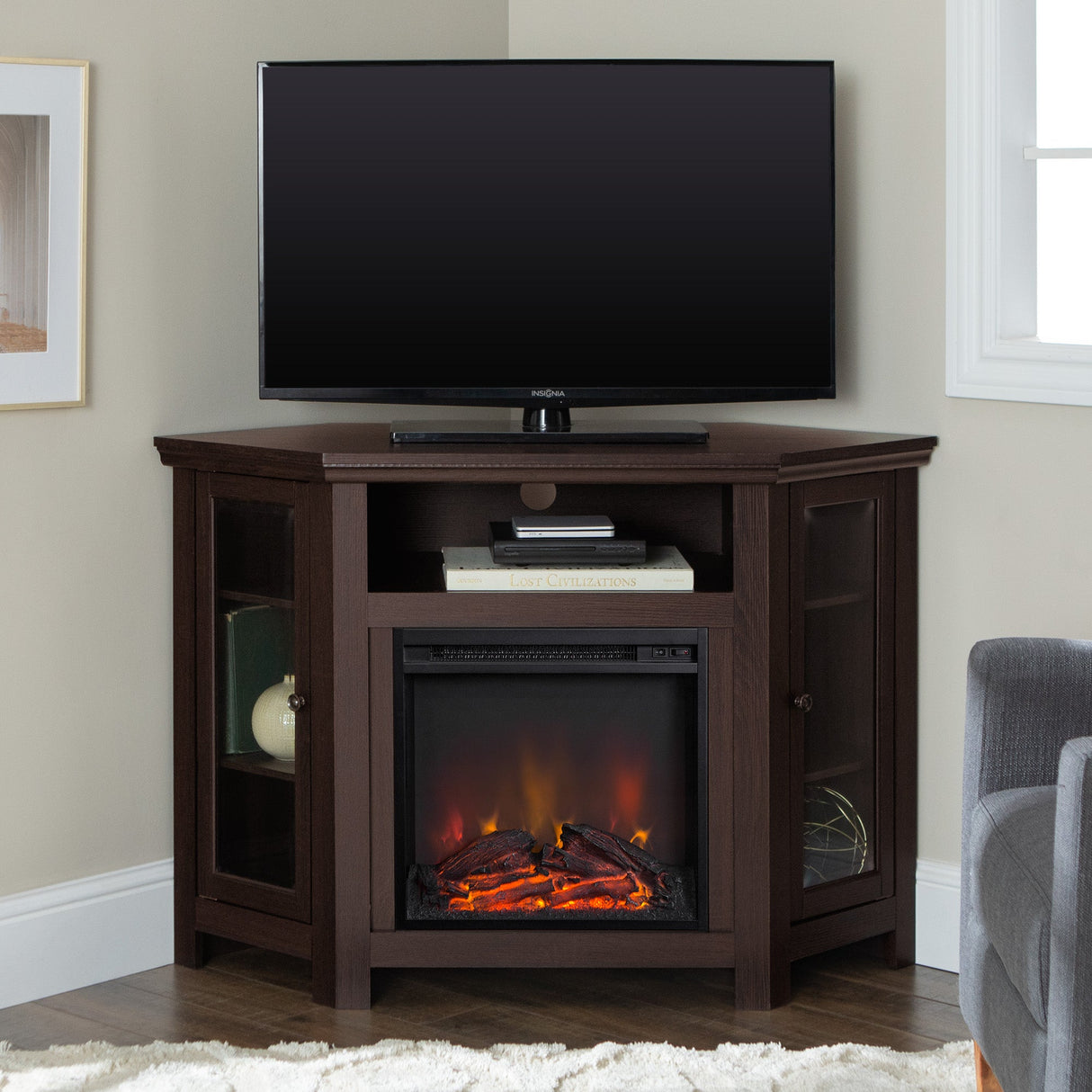 Barn 48" Wood Corner Fireplace TV Stand