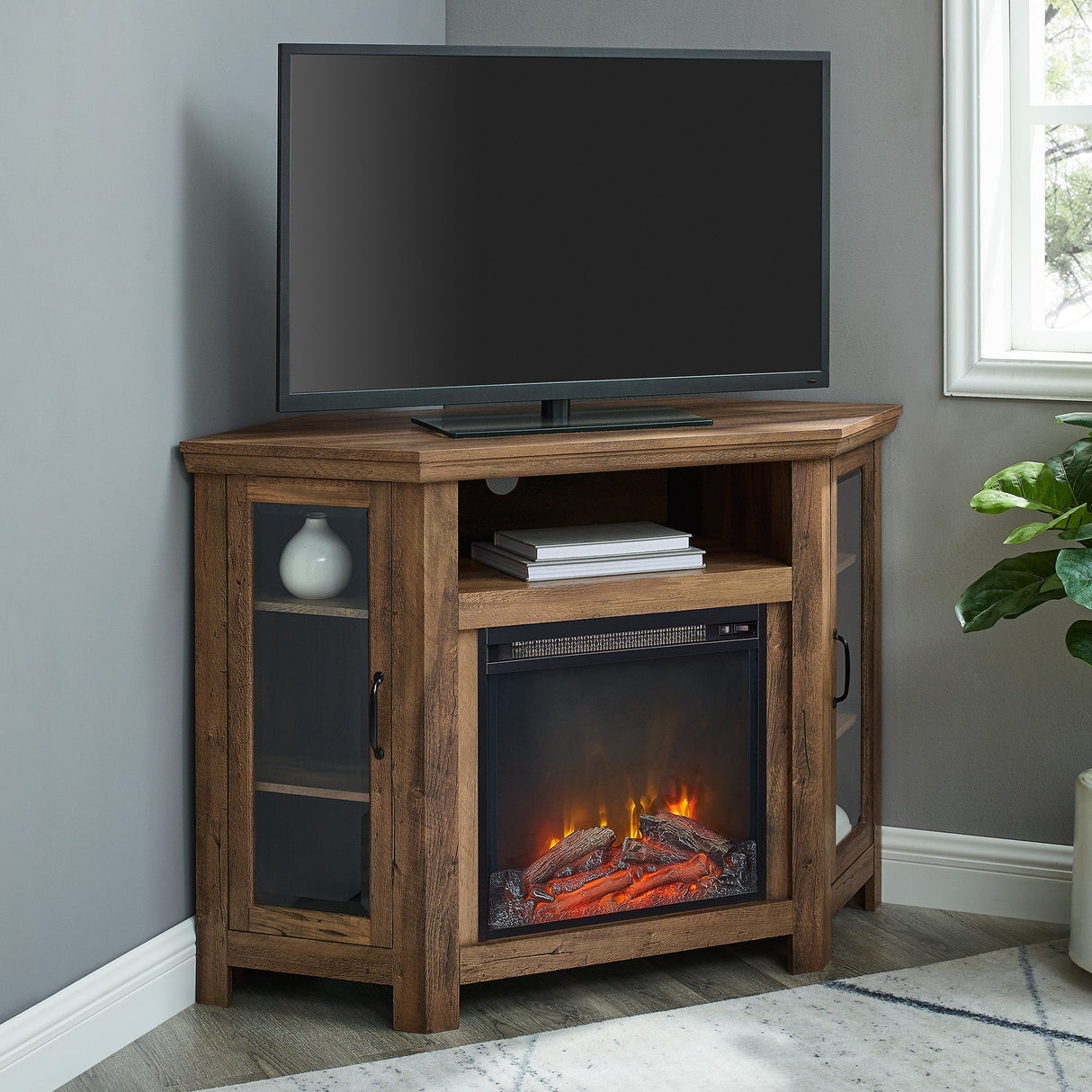 Barn 48" Wood Corner Fireplace TV Stand