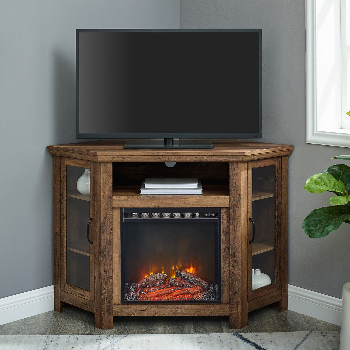 Barn 48" Wood Corner Fireplace TV Stand