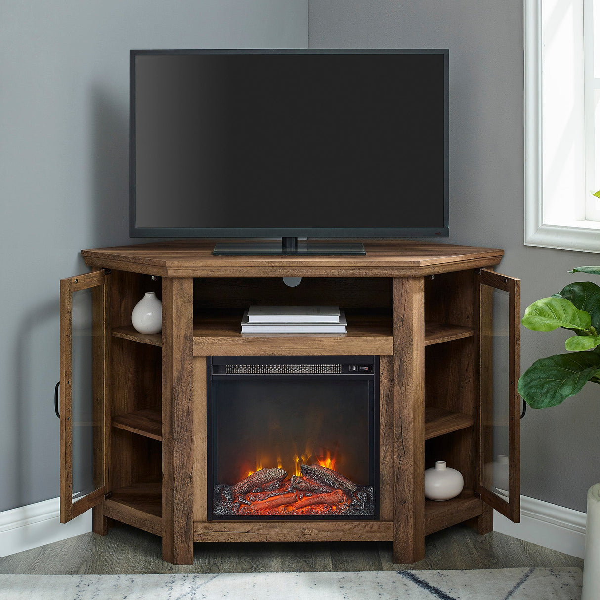 Barn 48" Wood Corner Fireplace TV Stand