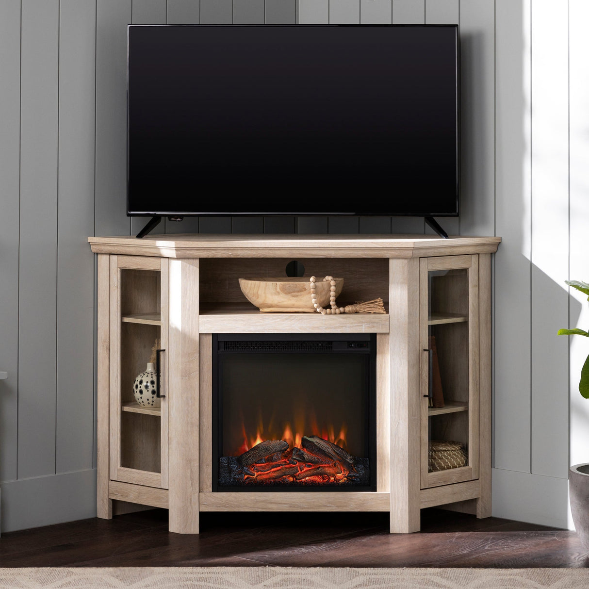 Barn 48" Wood Corner Fireplace TV Stand