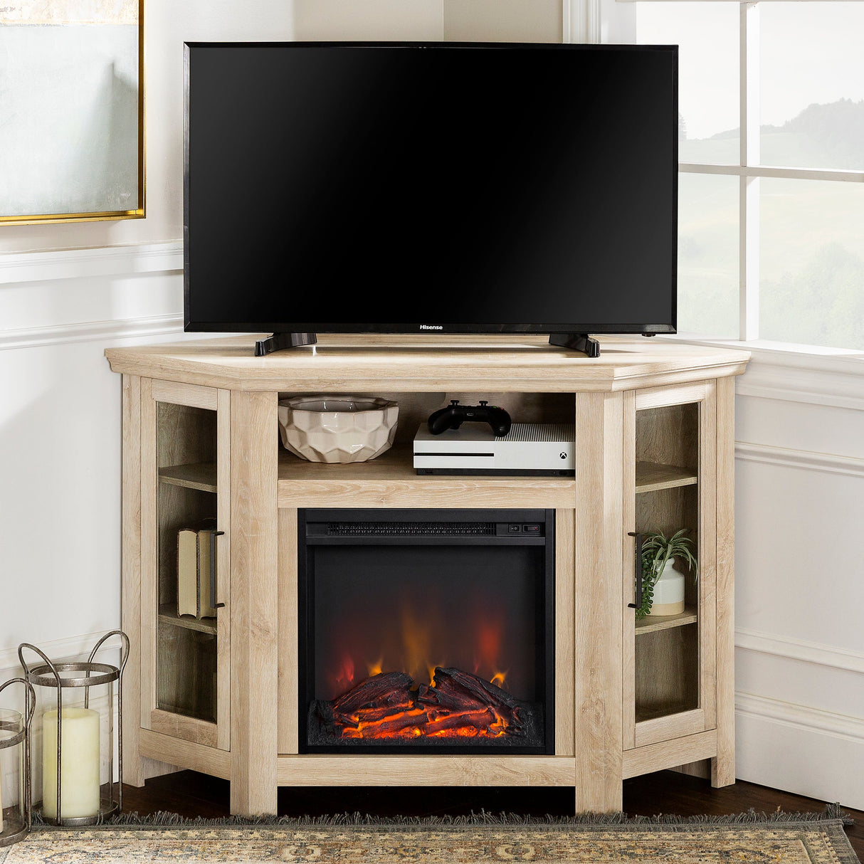 Barn 48" Wood Corner Fireplace TV Stand