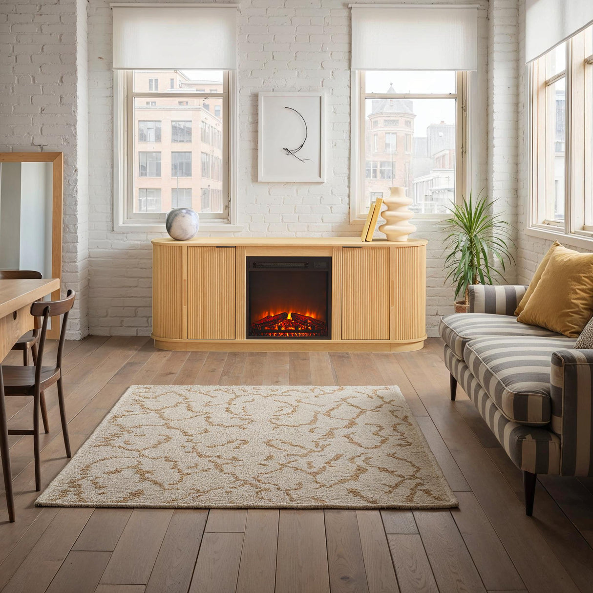 Chloe Modern Scandinavian Reeded Fireplace TV Stand in 2 Sizes