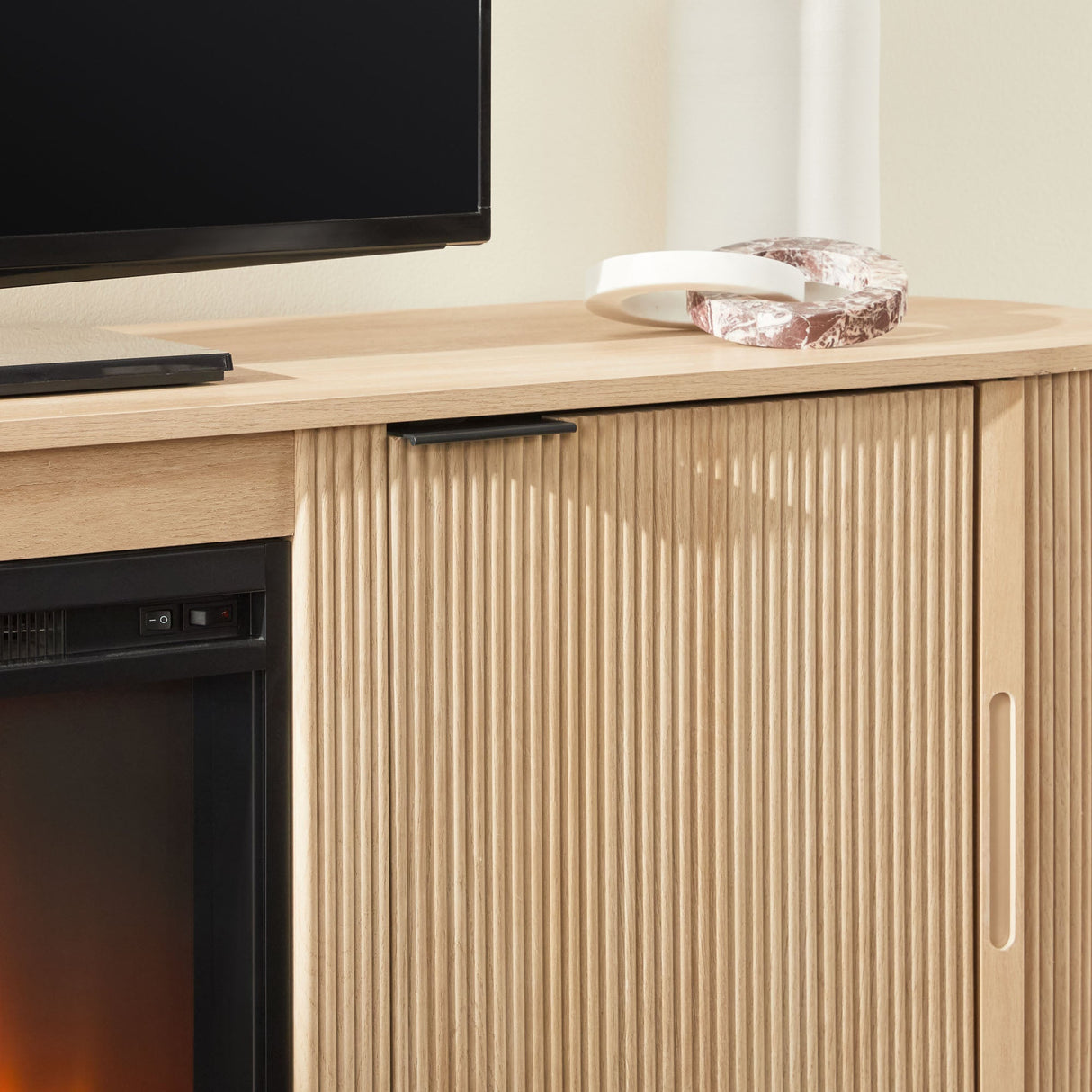 Chloe Modern Scandinavian Reeded Fireplace TV Stand in 2 Sizes