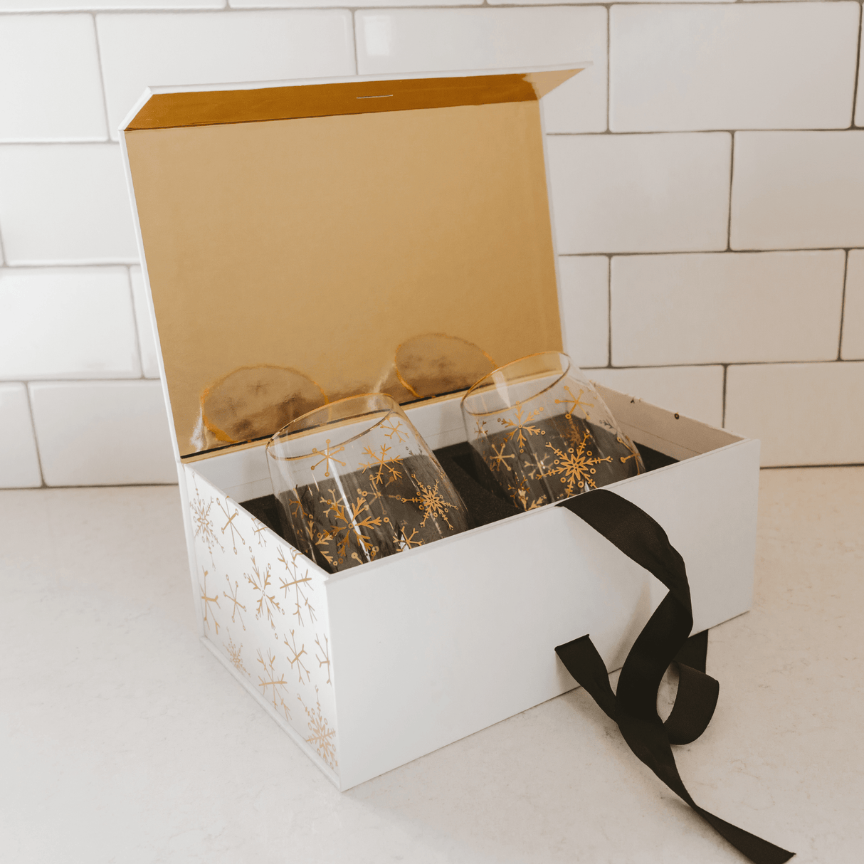 Snowflakes Stemless Wine Glass - Boxed Set of 2