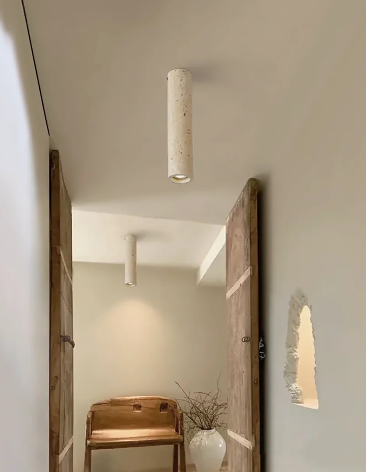 Wabi Sabi Cylinder Travertine Ceiling Lamp