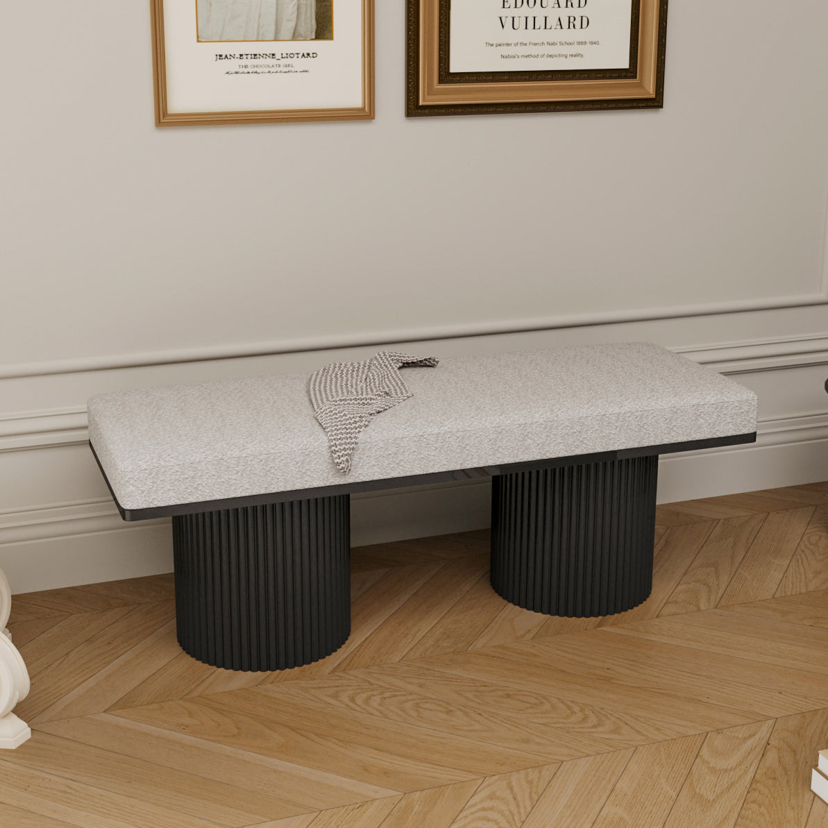 Walker Edison | Fluted Base Upholstered Bench