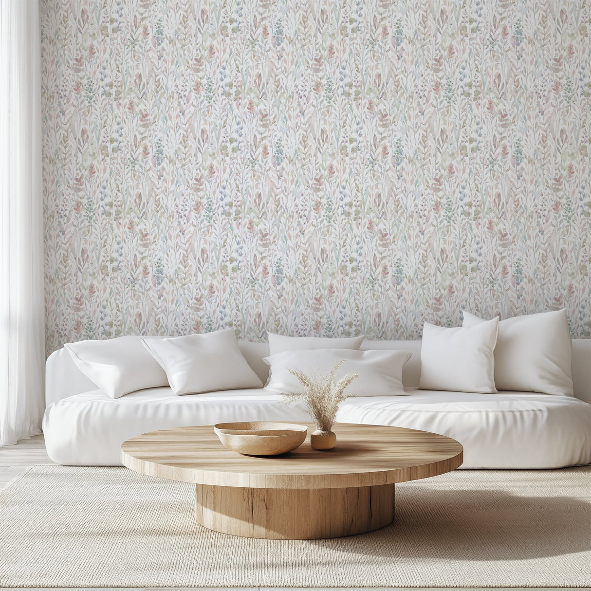 Pastel Watercolor Floral Pattern Self Adhesive Wallpaper