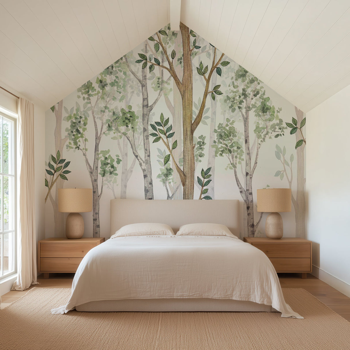 Birch Forest Watercolor Wallpaper