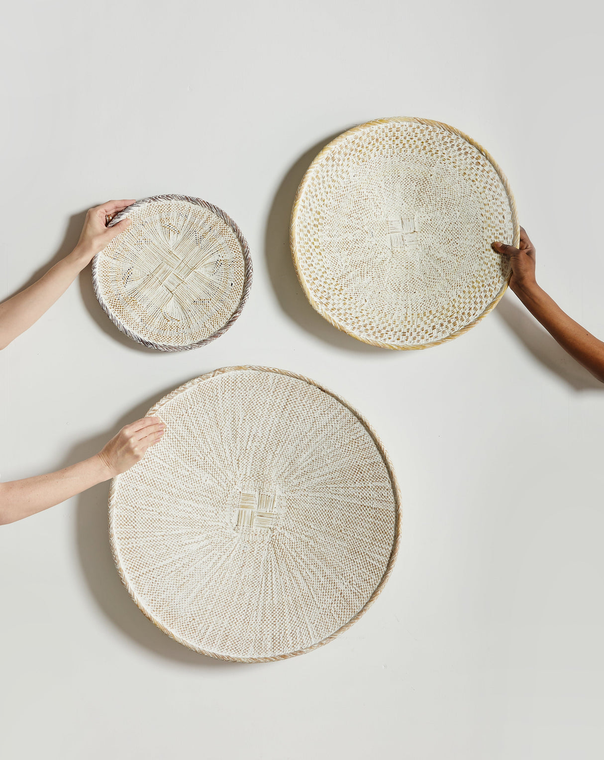 White Washed Handwoven Wall Basket