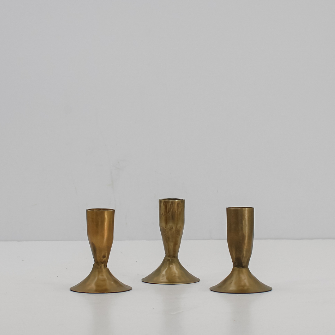 3.5" Iron Candleholders in Antique Brass