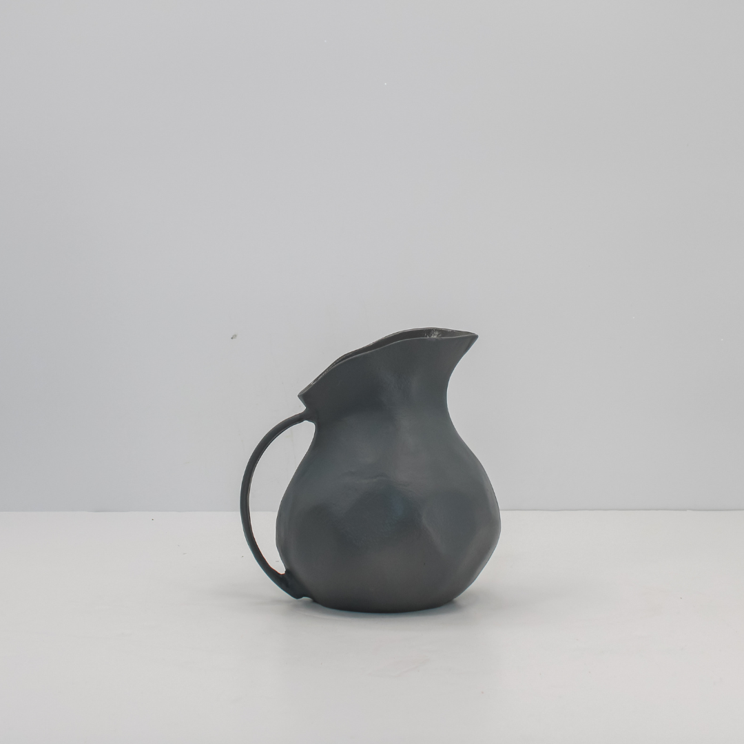 8.5" Warm Grey Aluminum Vase with Handle