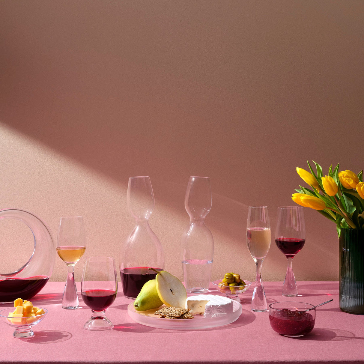 Red Or White Set of 2 Water Glasses