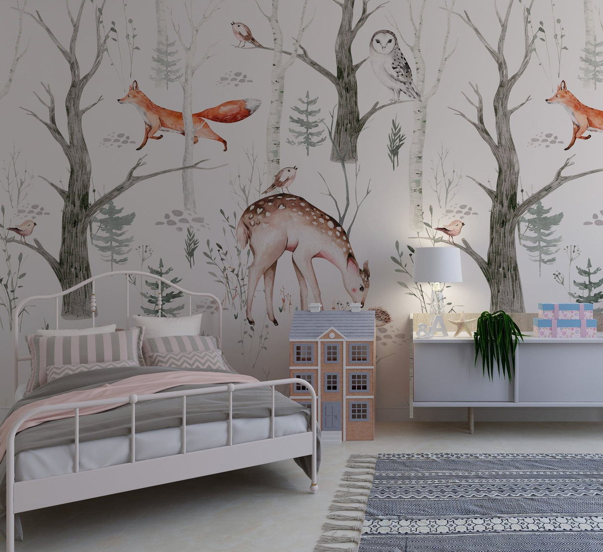 Woodland Forest Animals Wallpaper - Peel and Stick Wall Mural