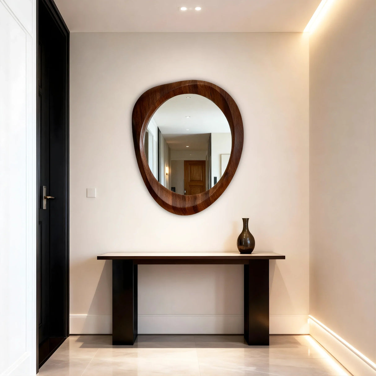 Woodworked Elegance Irregular Round Mirror