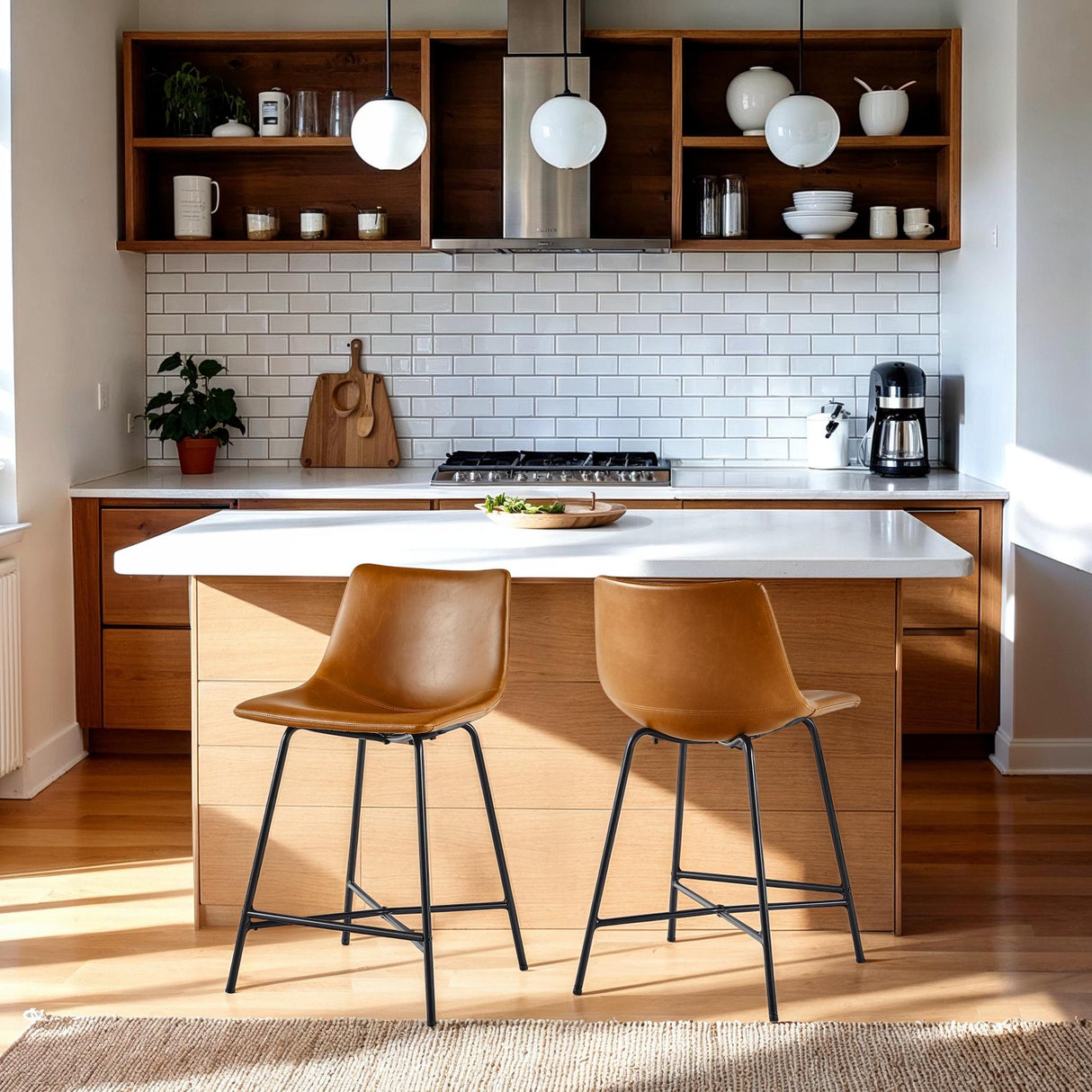 Xuma Urban Industrial Faux Leather Seating Collection (Dining Chair or Counter Stool), Set of 2