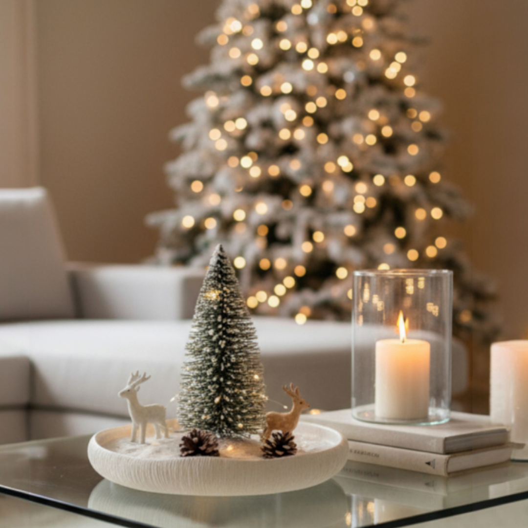 Zephyr Serving Tray, Artisan Cement Display Piece Hand-painted in White Dove, 14.1"D x 2.3"H