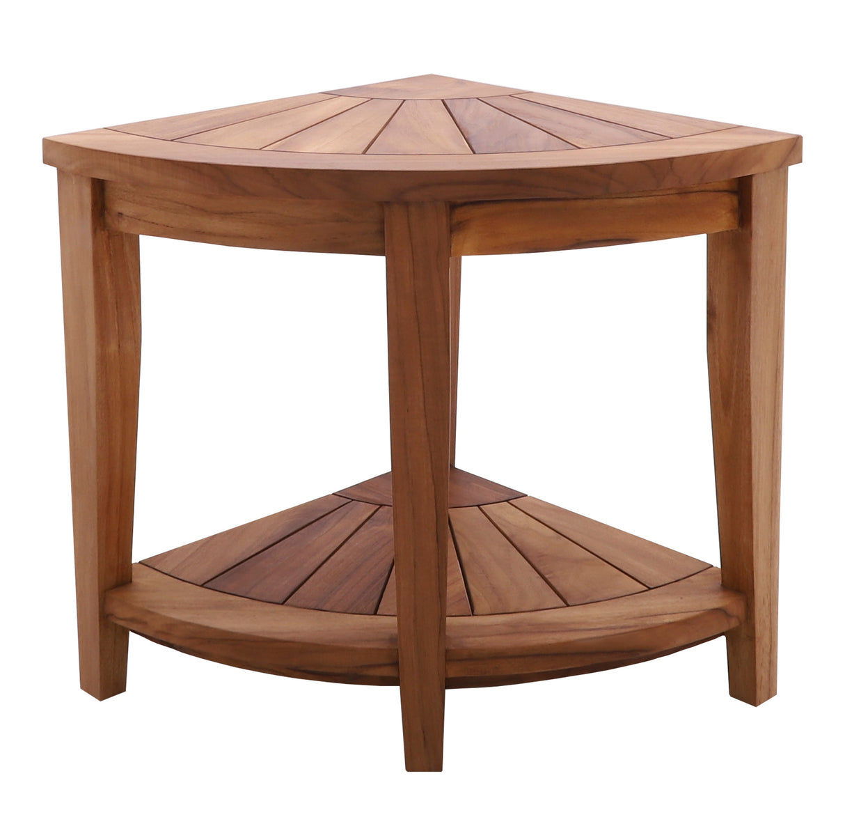 Tanzania Oiled Teak Shower and Bath Corner Stool with Shelf - 17.5"
