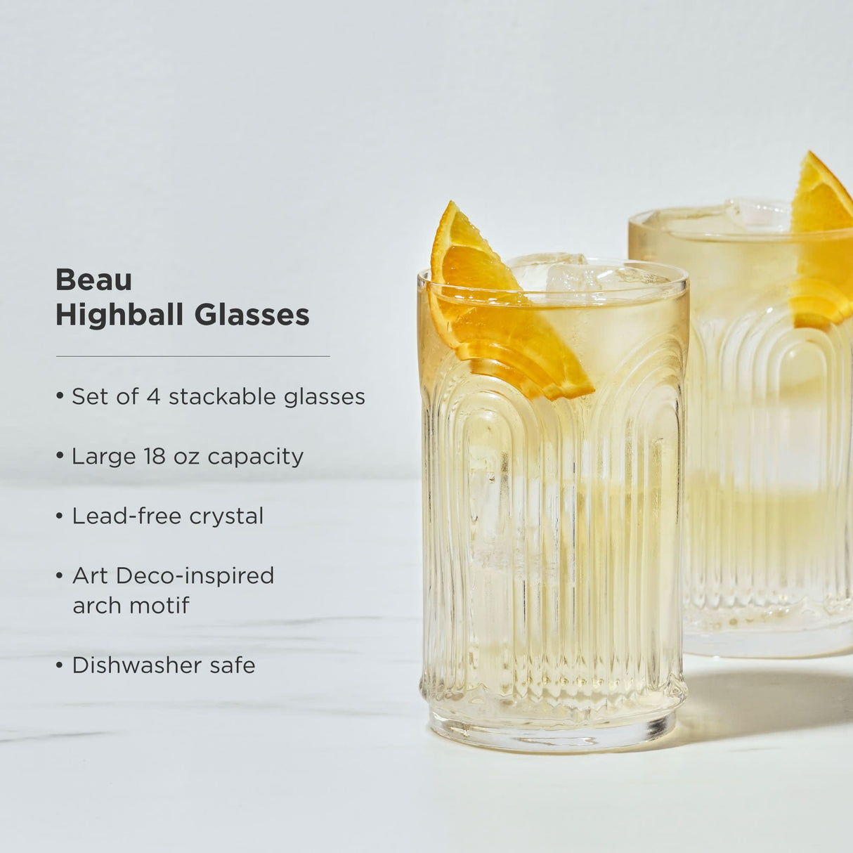 Beau Highball Glasses, Set of 4