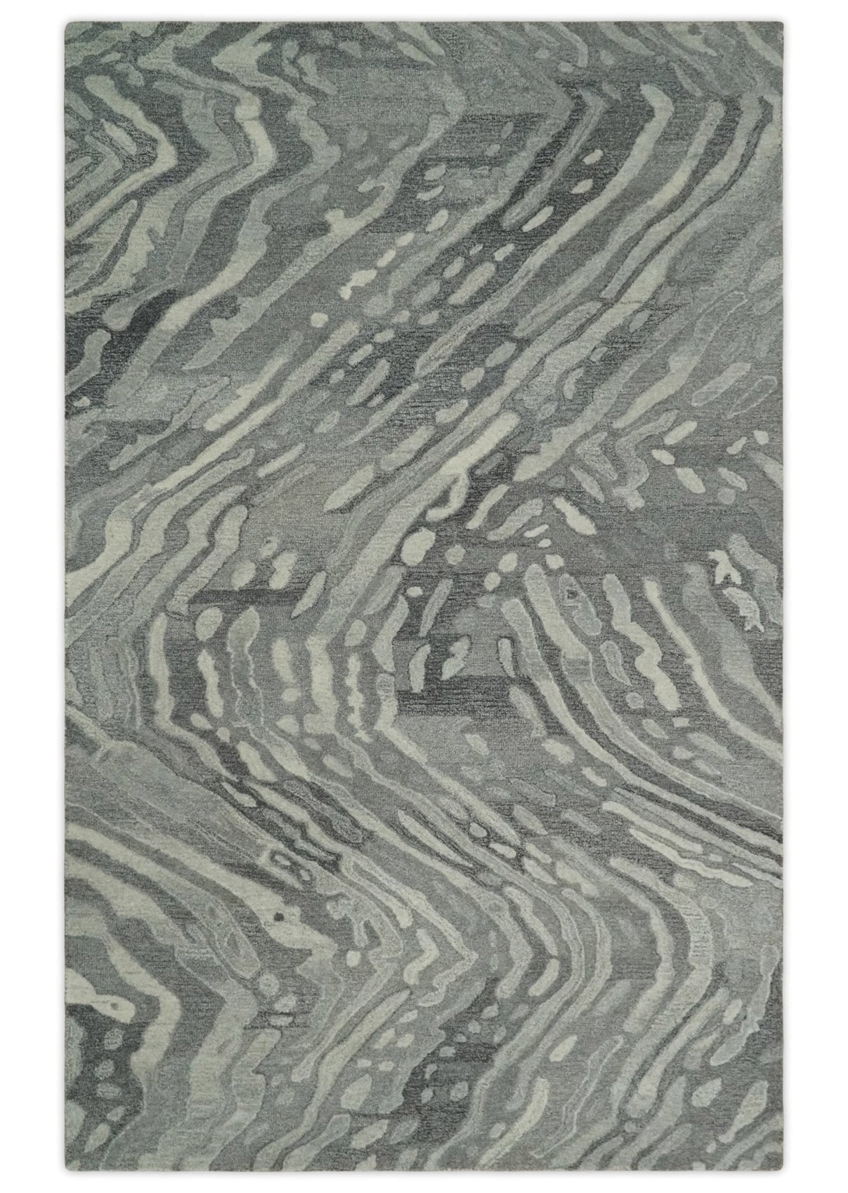 Abstract Modern Hand Tufted 2x3, 3x5, 5x8, 6x9, 8x10 and 9x12 Woolen Beige, Silver and Gray Area Rug | MIR3