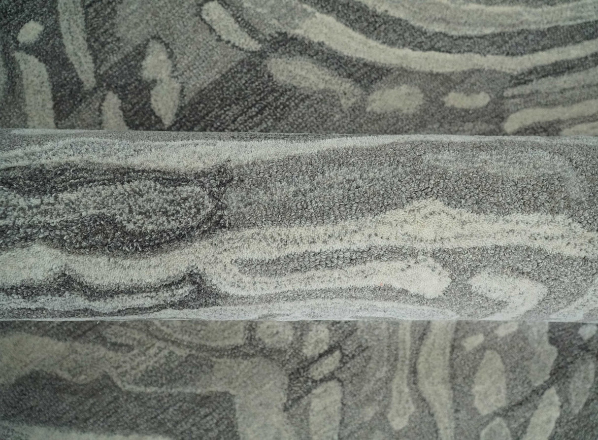 Abstract Modern Hand Tufted 2x3, 3x5, 5x8, 6x9, 8x10 and 9x12 Woolen Beige, Silver and Gray Area Rug | MIR3