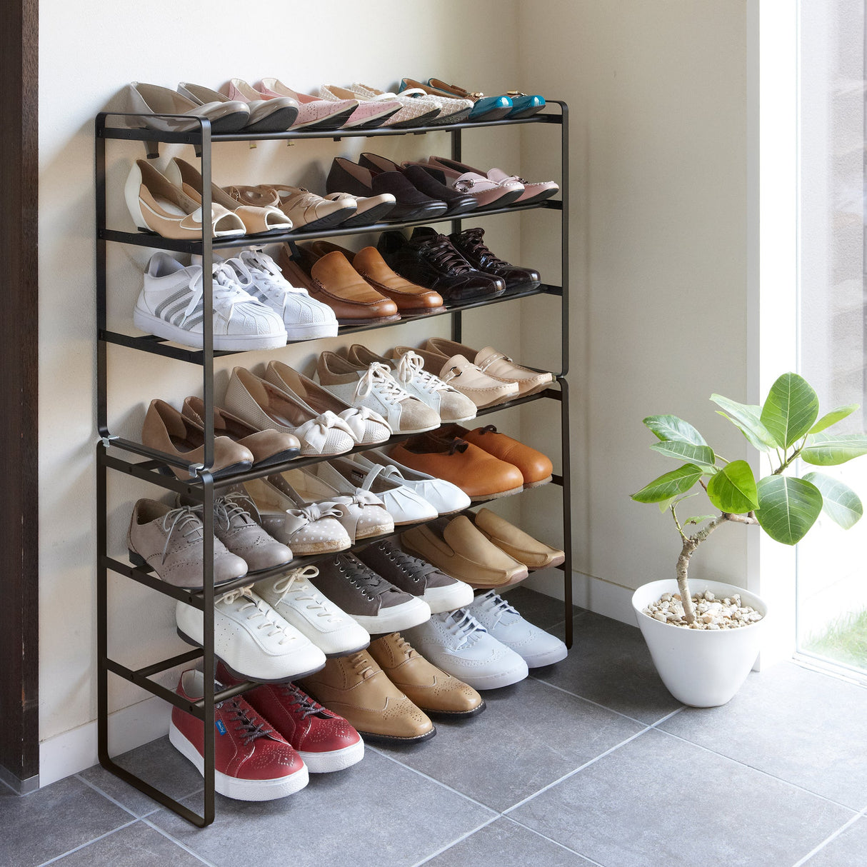 Three-Tier Expandable Shoe Rack (18" H) - Steel