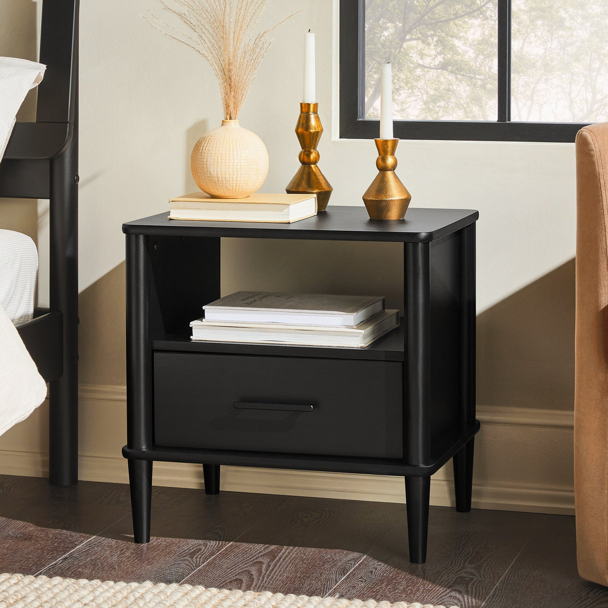 Walker Edison Spindle Transitional 1-Drawer Nightstand