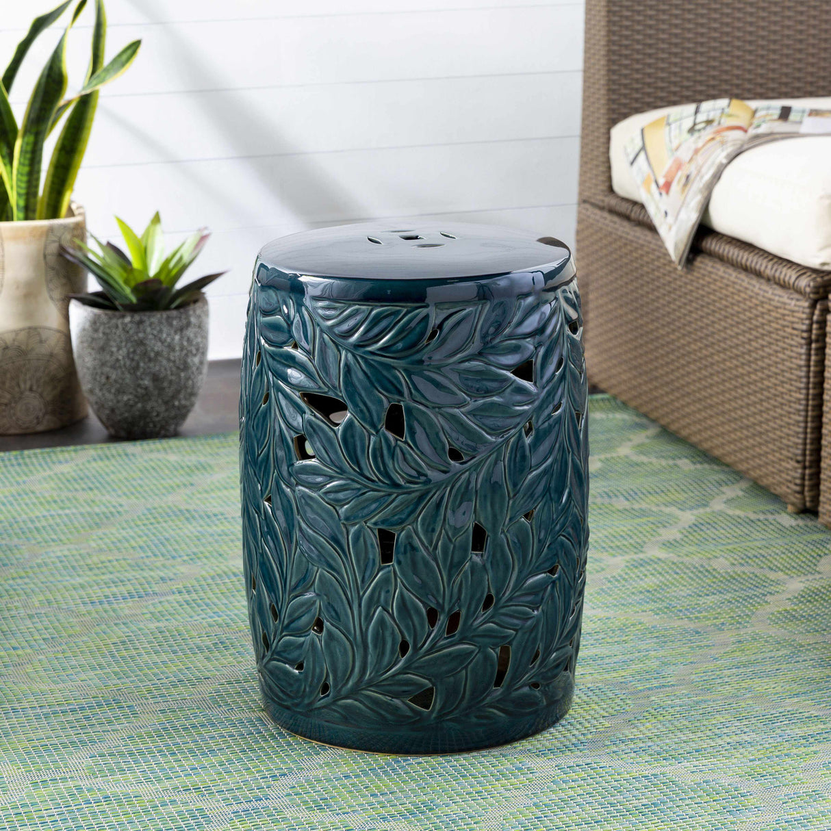 Alpbach Teal Garden Stool