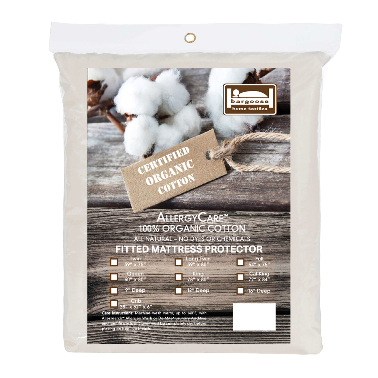 AllergyCare Organic Cotton Fitted Mattress Protector | Bargoose